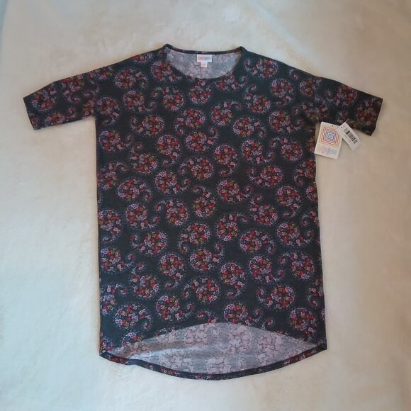 Lularoe Womens 💜 Gray Paisley Irma Tunic Loose Knit Top Mid Length Sleeves  💜 - Picture 1 of 9